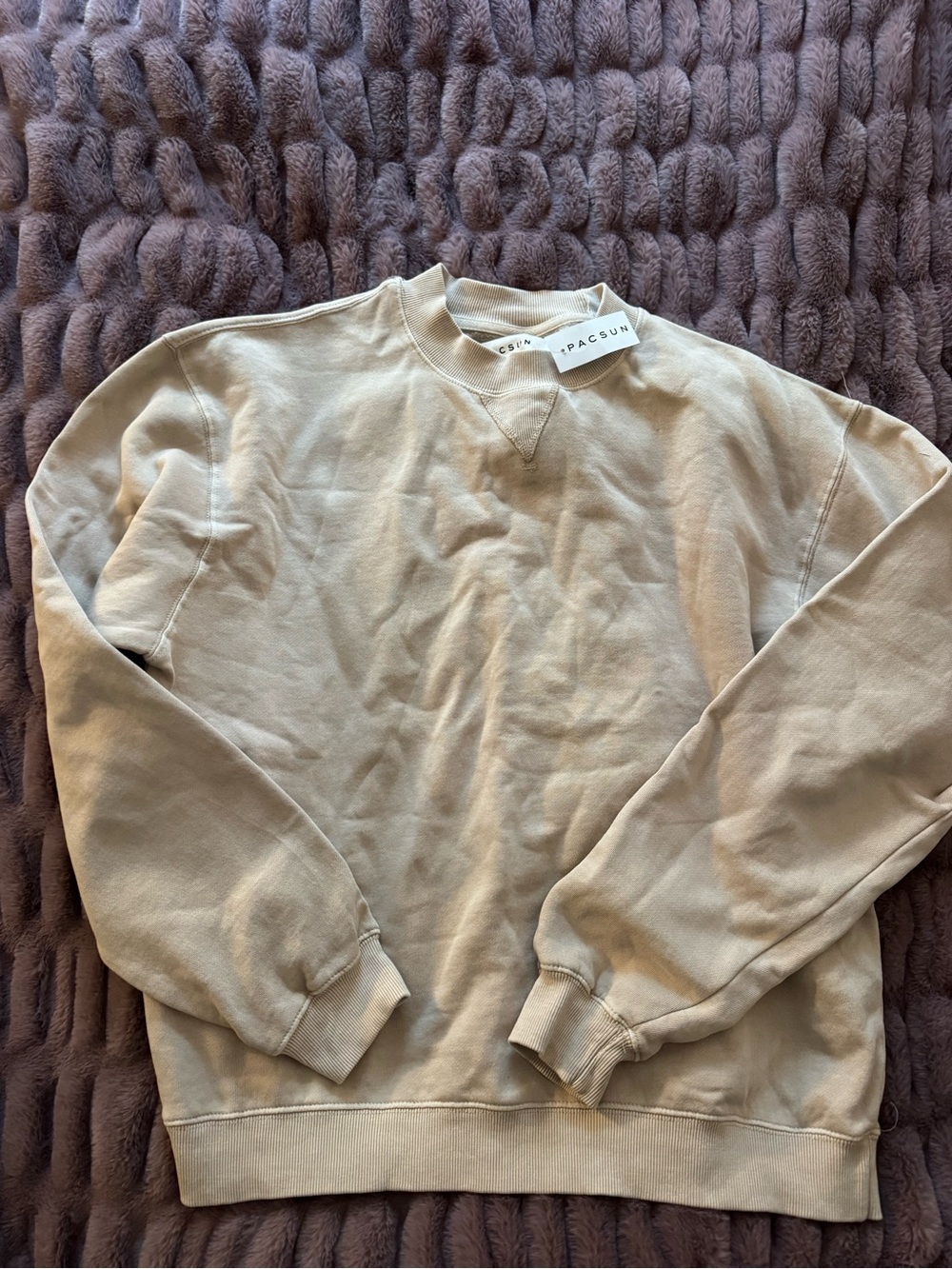 PacSun Men's Crewneck Sweatshirt - Beige Large new with tags